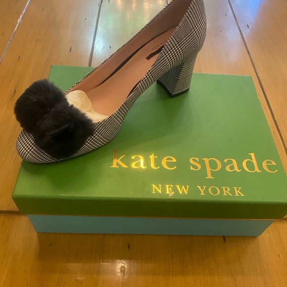 Kate Spade Women’s Carine Houndstooth Pumps Black White New Size 8.5 de-labeled - Picture 2 of 13